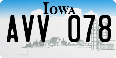 IA license plate AVV078
