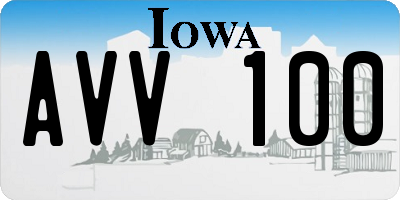 IA license plate AVV100