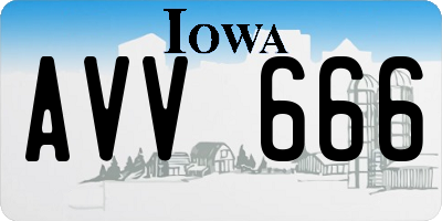 IA license plate AVV666