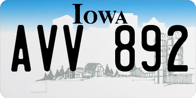 IA license plate AVV892