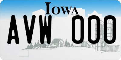 IA license plate AVW000