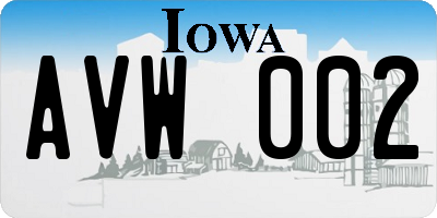 IA license plate AVW002