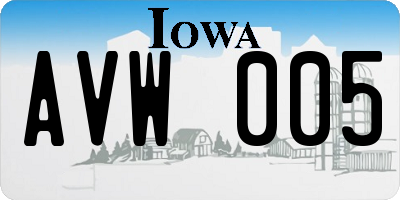 IA license plate AVW005