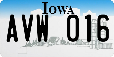 IA license plate AVW016