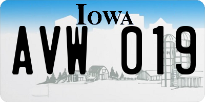 IA license plate AVW019