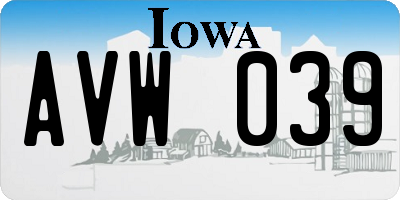 IA license plate AVW039