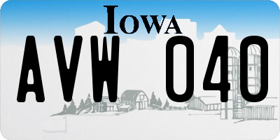 IA license plate AVW040