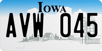 IA license plate AVW045