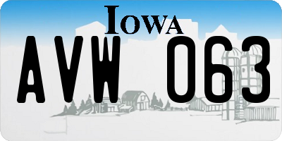 IA license plate AVW063