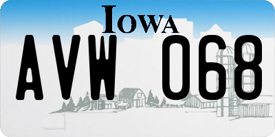 IA license plate AVW068