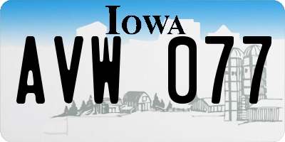 IA license plate AVW077