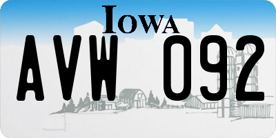 IA license plate AVW092
