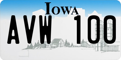 IA license plate AVW100