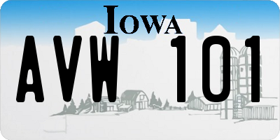 IA license plate AVW101