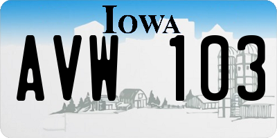 IA license plate AVW103