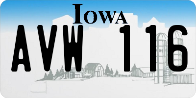 IA license plate AVW116