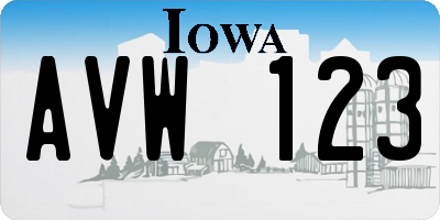 IA license plate AVW123