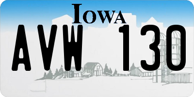 IA license plate AVW130