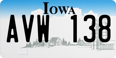 IA license plate AVW138