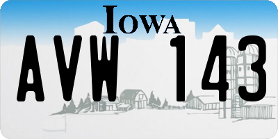 IA license plate AVW143