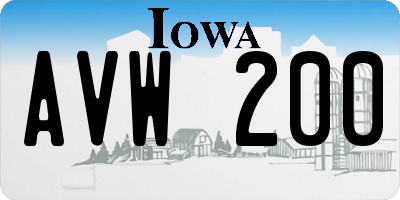 IA license plate AVW200