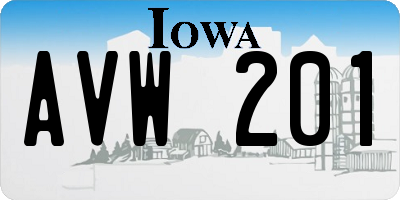 IA license plate AVW201