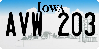 IA license plate AVW203