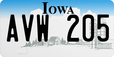 IA license plate AVW205