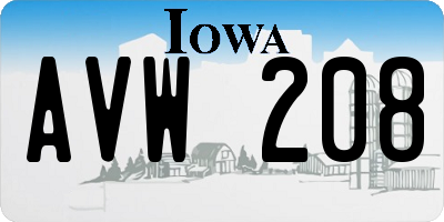 IA license plate AVW208