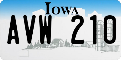 IA license plate AVW210