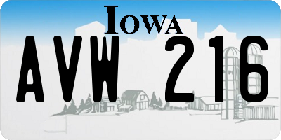 IA license plate AVW216