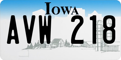 IA license plate AVW218