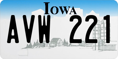 IA license plate AVW221