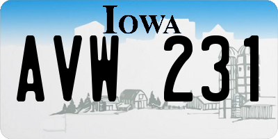 IA license plate AVW231