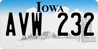 IA license plate AVW232