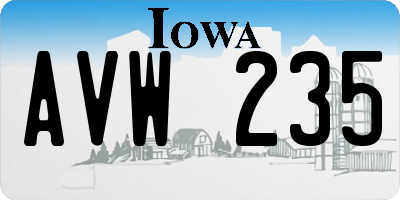 IA license plate AVW235