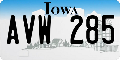 IA license plate AVW285