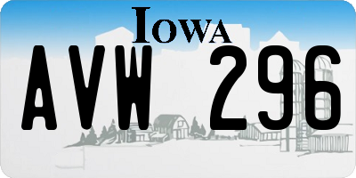 IA license plate AVW296