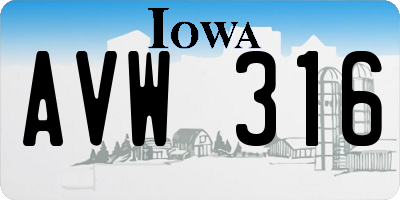 IA license plate AVW316