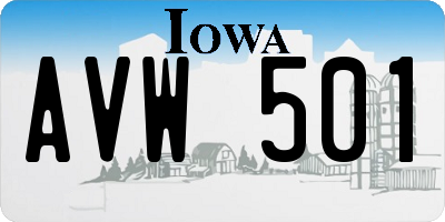 IA license plate AVW501