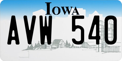 IA license plate AVW540