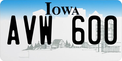 IA license plate AVW600