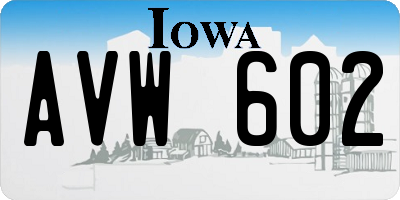 IA license plate AVW602
