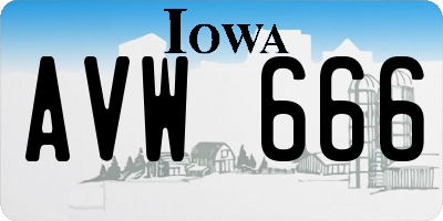 IA license plate AVW666