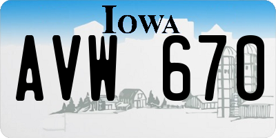 IA license plate AVW670