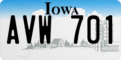 IA license plate AVW701