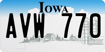 IA license plate AVW770