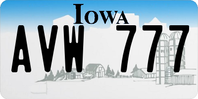 IA license plate AVW777