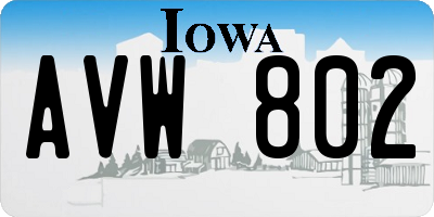 IA license plate AVW802
