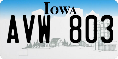 IA license plate AVW803